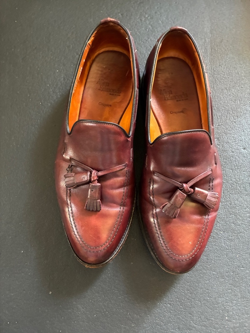 Allen Edmonds Men's Tassel Loafers in Burgundy Leather 11eee